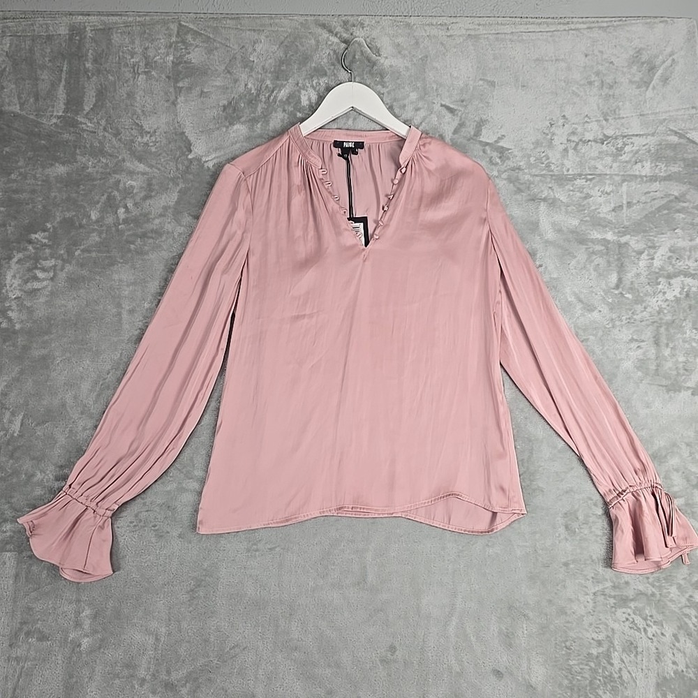 Paige Ana Blouse Top XS Light Pink Workwear Romantic Coquette